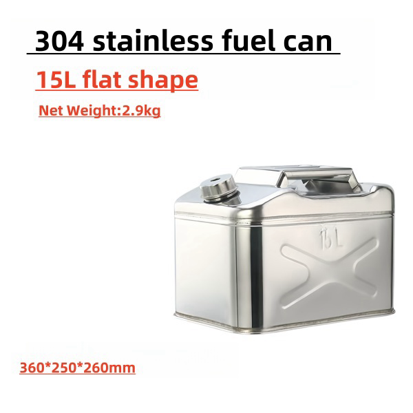 15 Liters 304 Stainless Fuel Can- Flat Shape