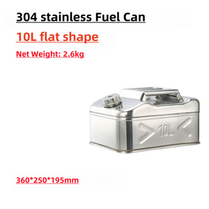 10Liters 304 Stainless Fuel Can- Flat Shape